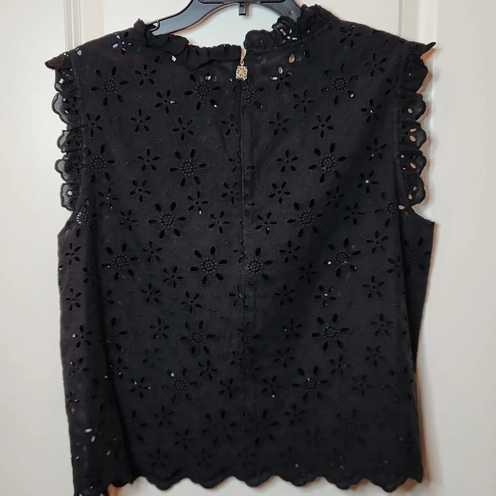 SALE! Kate Spade Black Daisy Eyelet Sleeveless Top Size 14 100% Cotton, Pristine - Picture 7 of 15